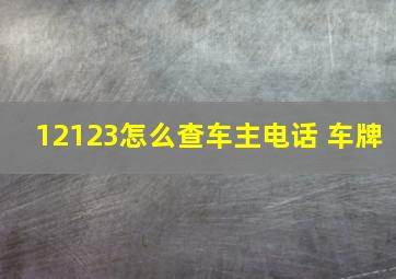 12123怎么查车主电话 车牌